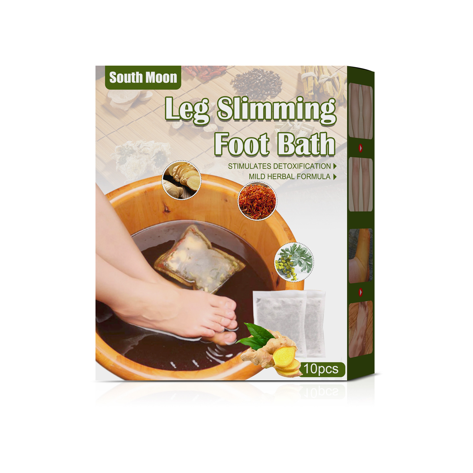 【Hot Sale】South Moon Leg Slimming Foot Bath Bag Ginger Lymphatic Detox Foot Soak Bag Dispelling Cold Dampness Foot Care Supplies Herbal Physiotherapy SPA Body Detox Dispelling Cold Eliminate Cold And 